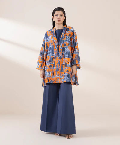 2 Piece - Printed Cotton Satin Suit