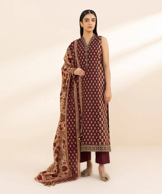 3 Piece - Printed Khaddar Suit