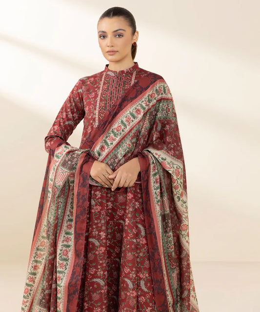 3 Piece - Embroidered Cotton Suit