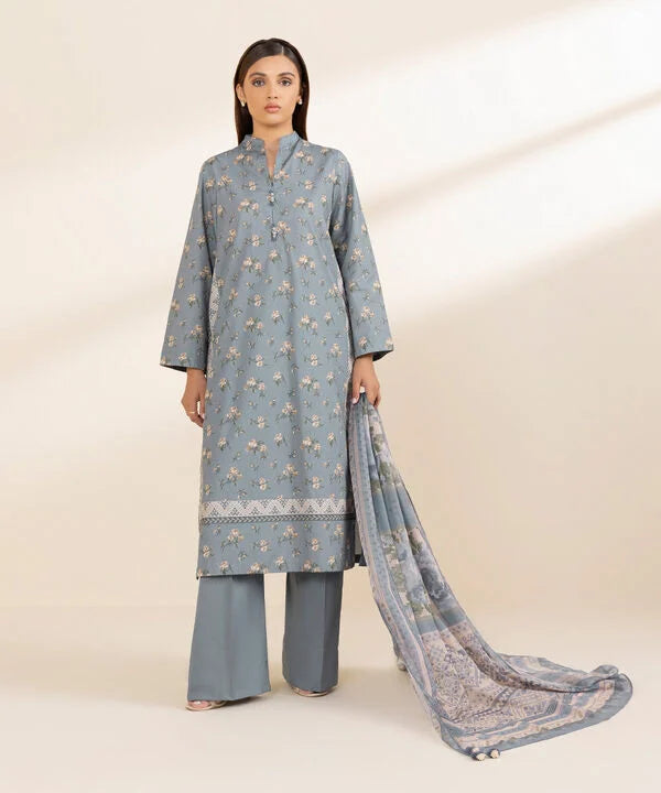 3 Piece - Printed Cotton Suit