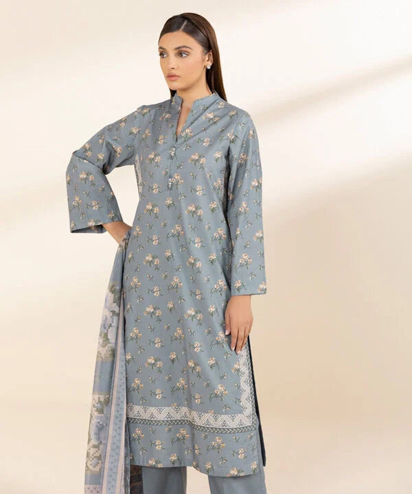 3 Piece - Printed Cotton Suit