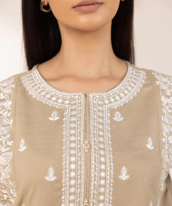 Embroidered Raw Silk Shirt