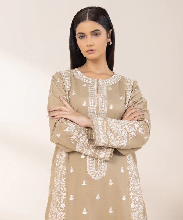 Embroidered Raw Silk Shirt