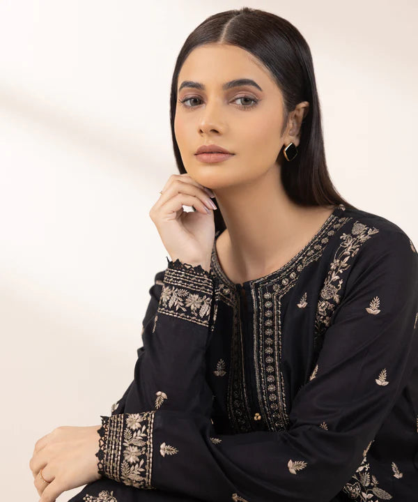 Embroidered Raw Silk Shirt