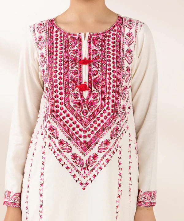 Embroidered Raw Silk Shirt