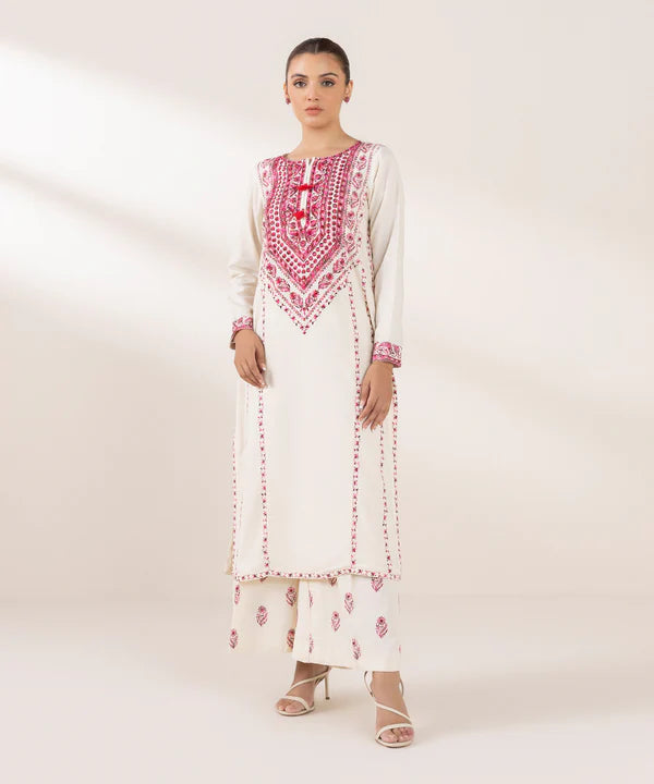 Embroidered Raw Silk Shirt