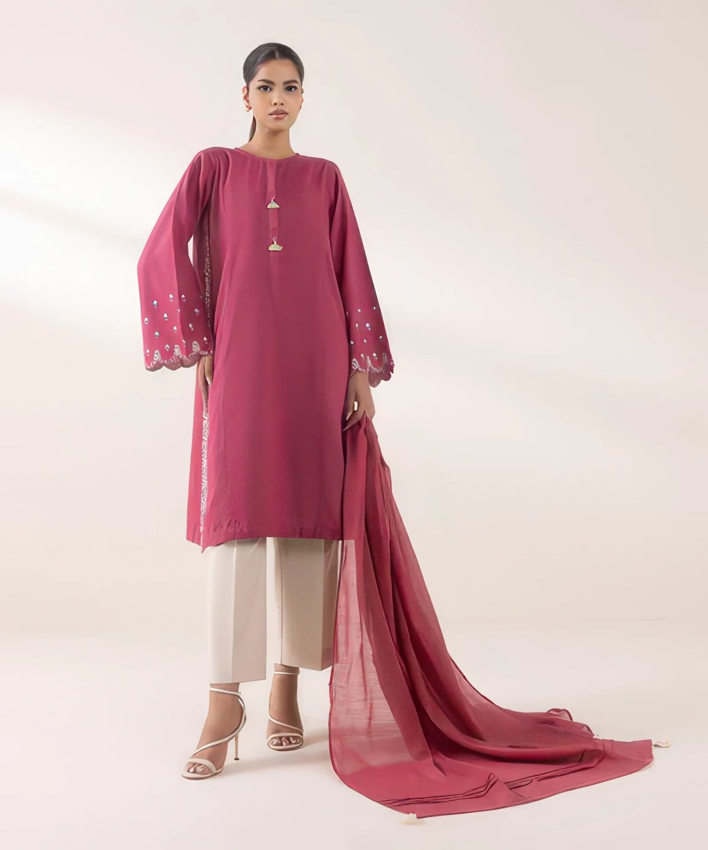 Embroidered Light Khaddar Shirt