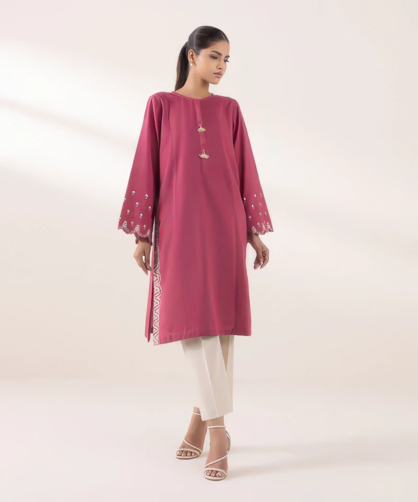 Embroidered Light Khaddar Shirt