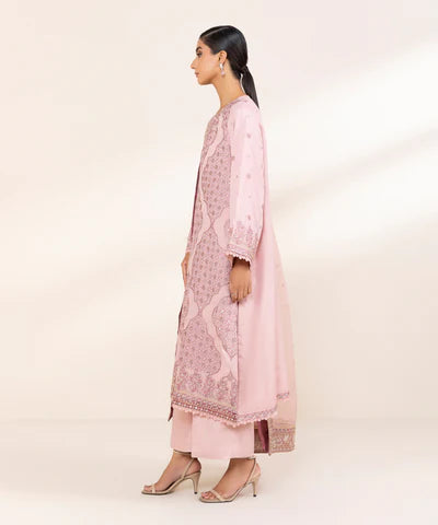 3 Piece - Embroidered Raw Silk Suit