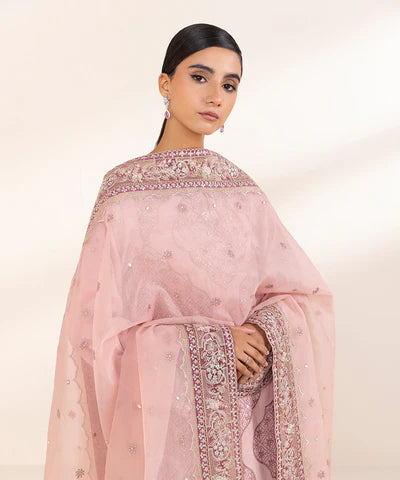 3 Piece - Embroidered Raw Silk Suit