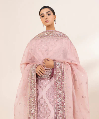 3 Piece - Embroidered Raw Silk Suit