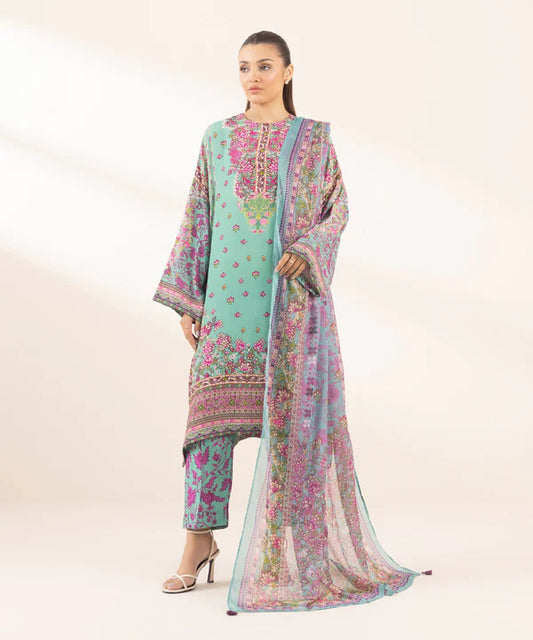 3 Piece - Printed Silk Suit