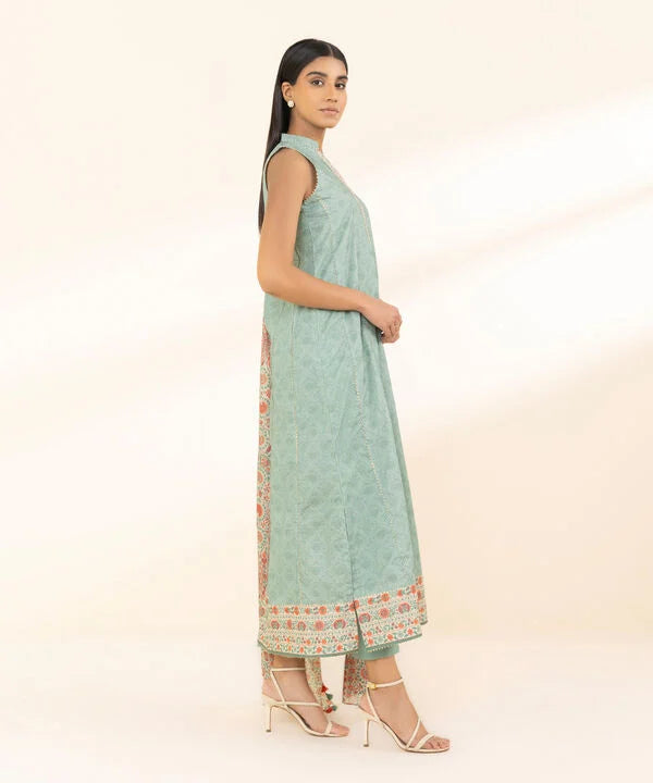 2 Piece - Printed Zari Lawn Suit