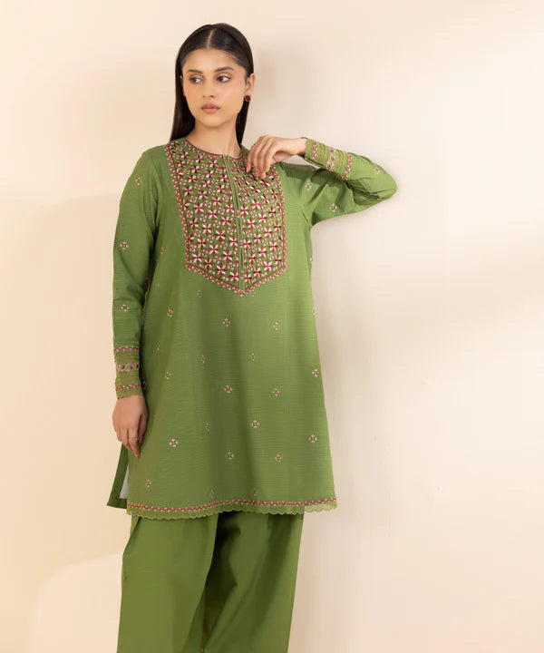 2 Piece - Embroidered Zari Khaddar Suit