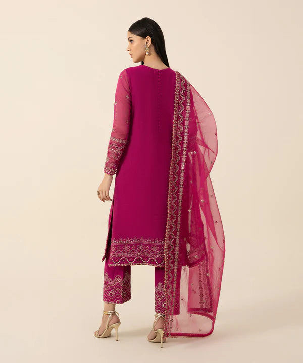 3 Piece - Embroidered Khaddi Net Suit