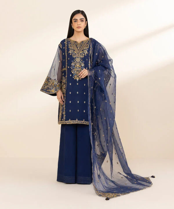 3 Piece - Embroidered Organza Suit