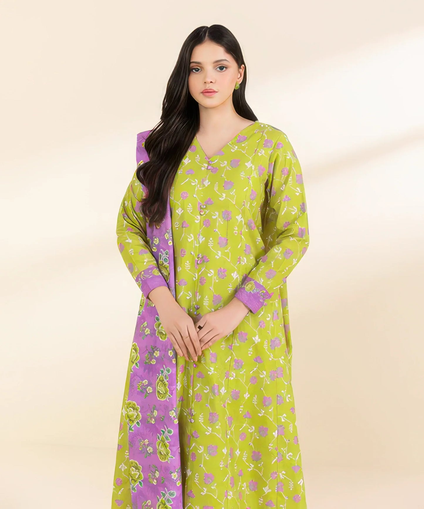 3 Piece - Printed Light Khaddar Suit