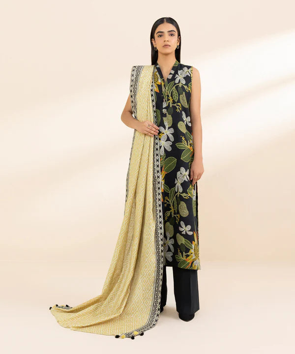 3 Piece - Printed Khaddar Suit