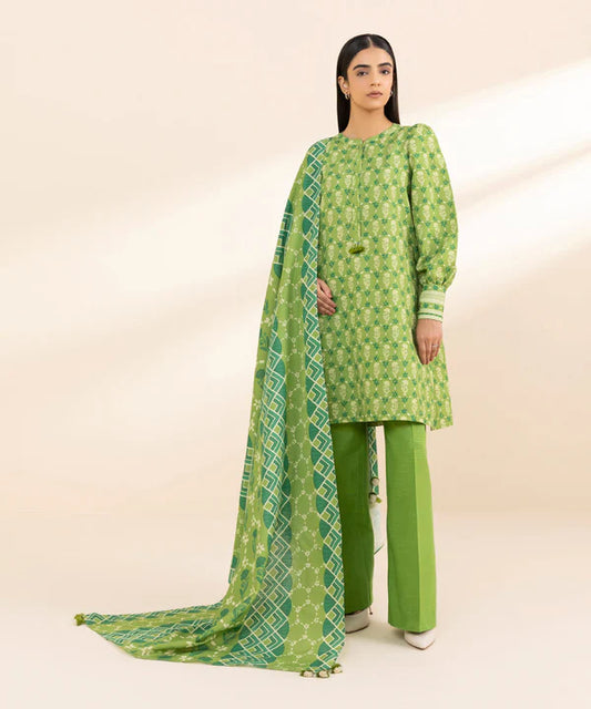 3 Piece - Printed Khaddar Suit