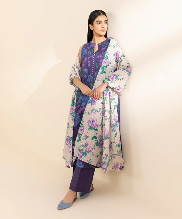 3 Piece - Printed Khaddar Suit