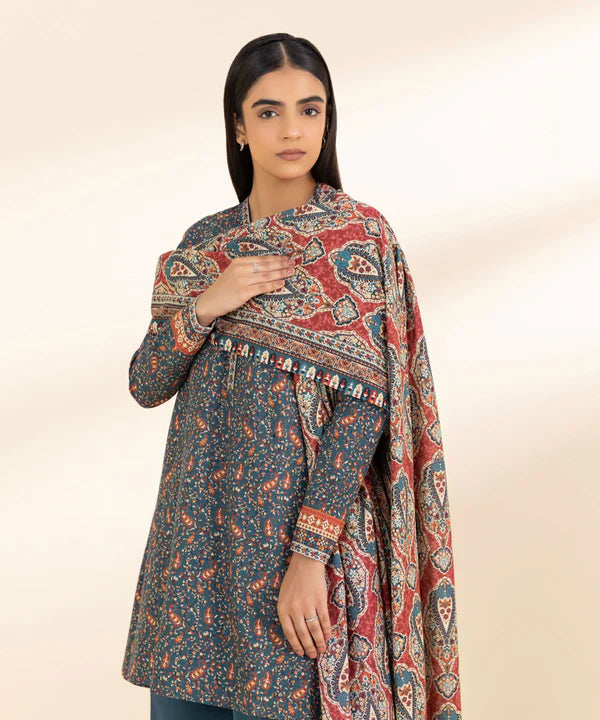 3 Piece - Printed Khaddar Suit