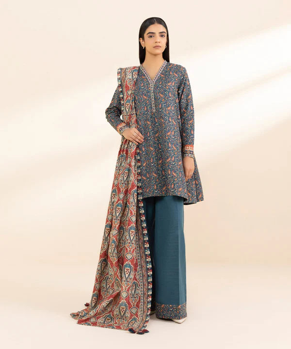 3 Piece - Printed Khaddar Suit