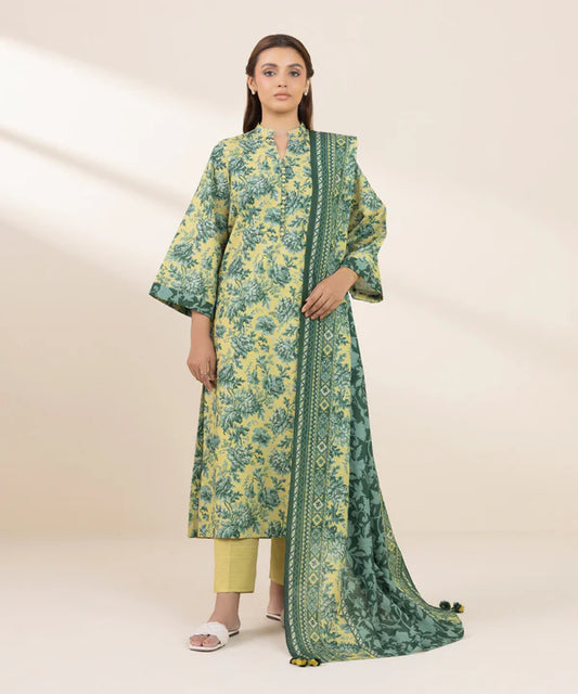 3 Piece - Printed Khaddar Suit