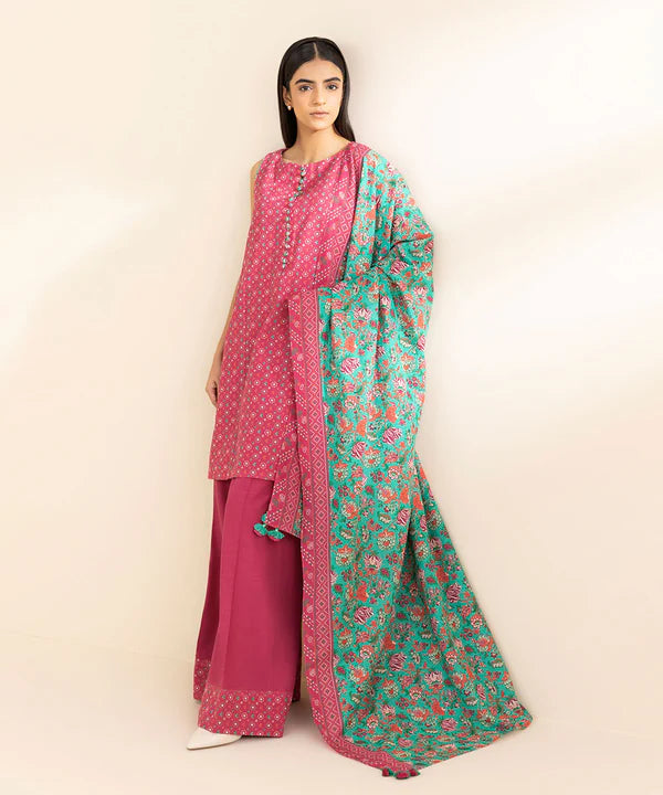 3 Piece - Printed Khaddar Suit