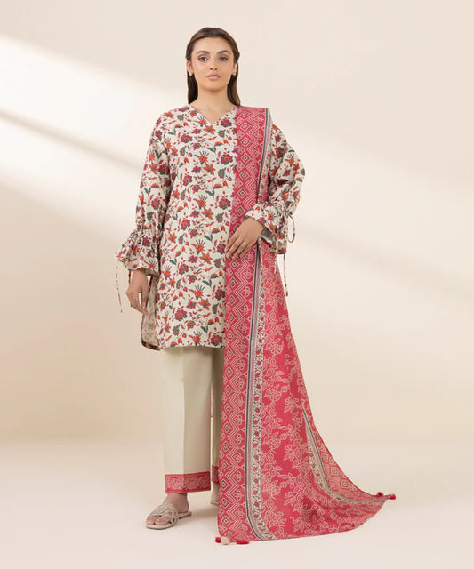 3 Piece - Printed Khaddar Suit