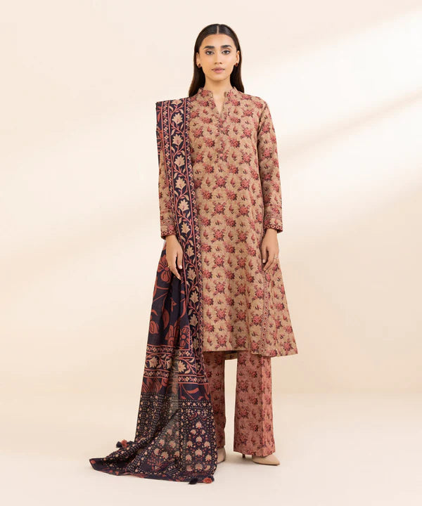 3 Piece - Printed Khaddar Suit