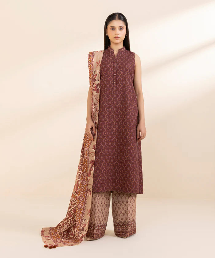 3 Piece - Printed Khaddar Suit