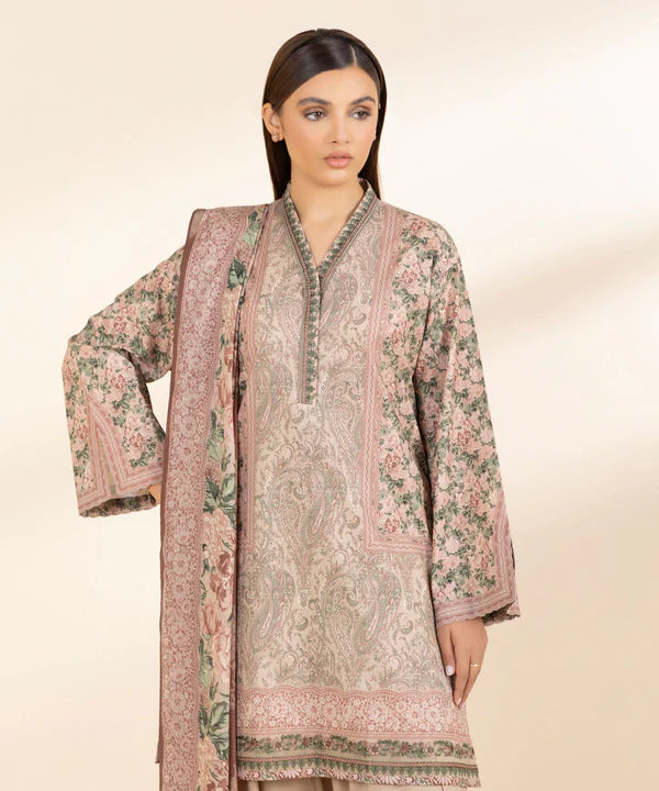 3 Piece - Embroidered Cotton Suit