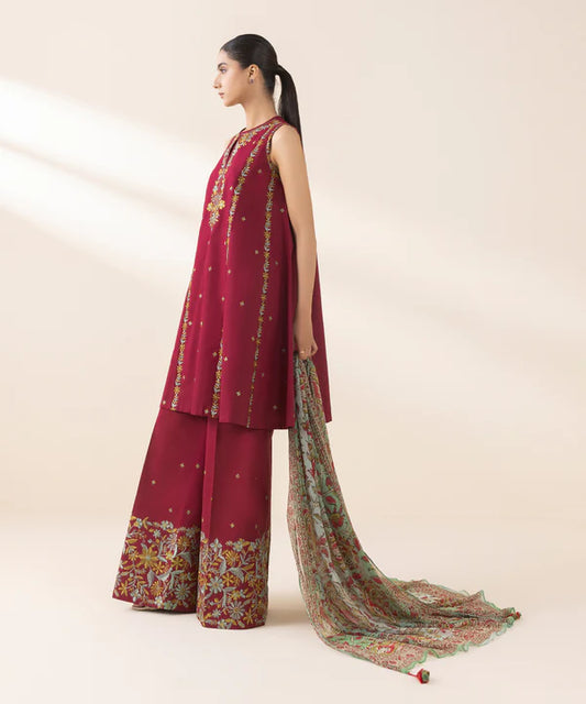 3 Piece - Embroidered Cotton Suit