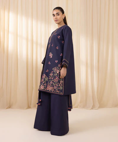 3 Piece - Embroidered Khaddar Suit