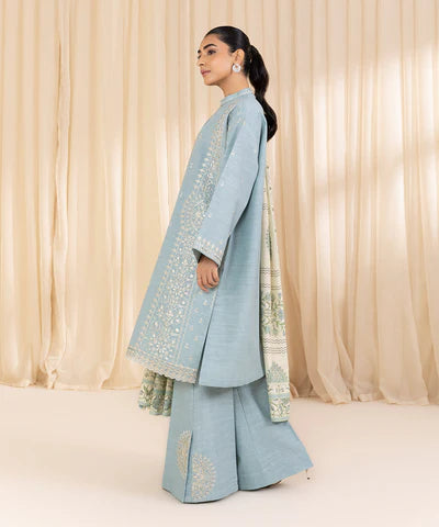 3 Piece - Embroidered Khaddar Suit