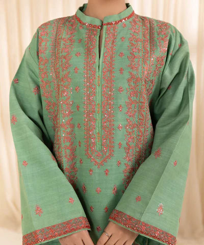 3 Piece - Embroidered Khaddar Suit