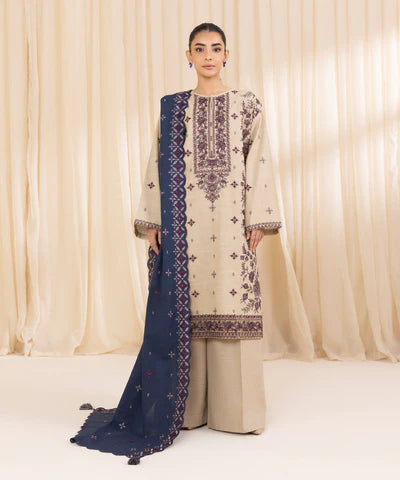 3 Piece - Embroidered Khaddar Suit