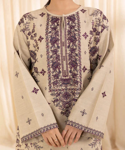 3 Piece - Embroidered Khaddar Suit