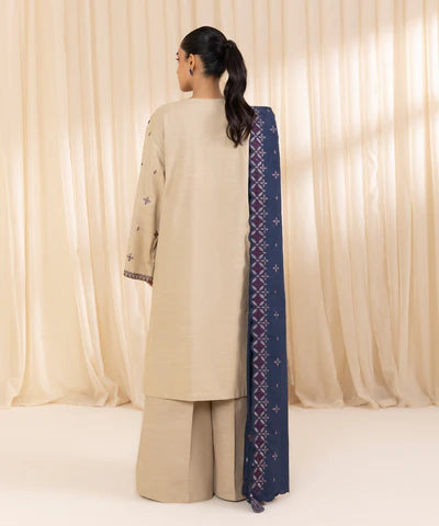 3 Piece - Embroidered Khaddar Suit