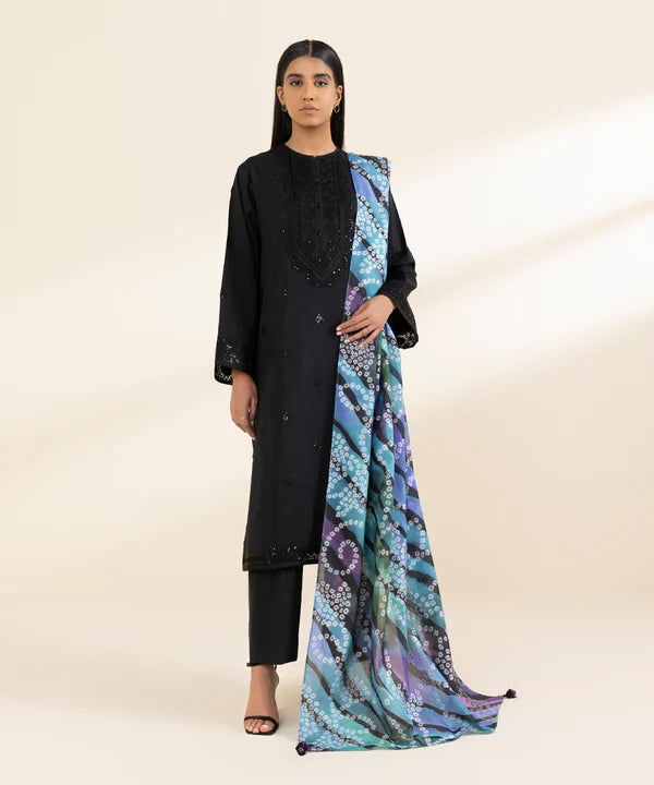 3 Piece - Embroidered Cotton Viscose Suit