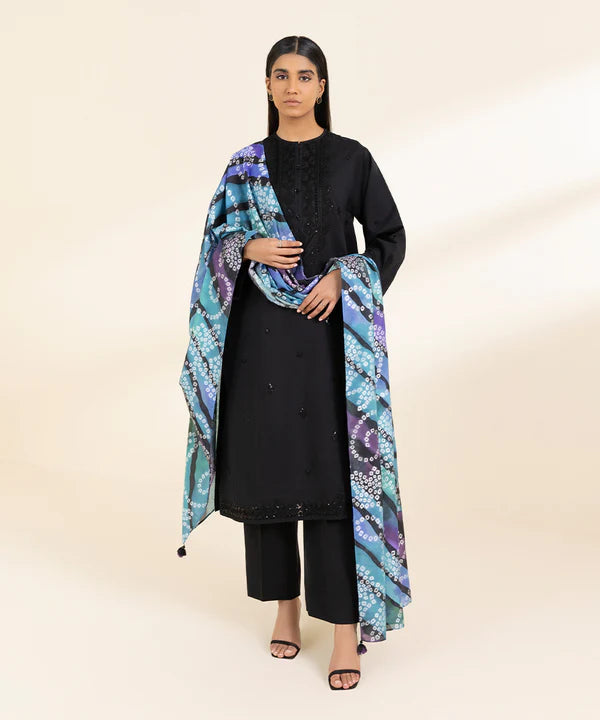 3 Piece - Embroidered Cotton Viscose Suit