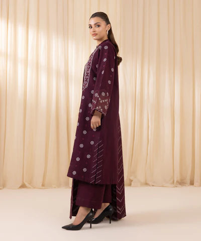 3 Piece - Embroidered Khaddar Suit