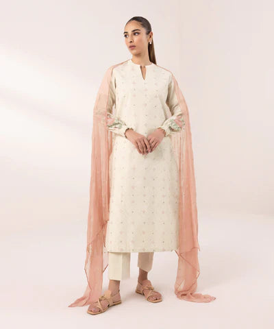 3 Piece - Embroidered Jacquard Suit