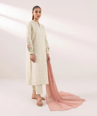 3 Piece - Embroidered Jacquard Suit