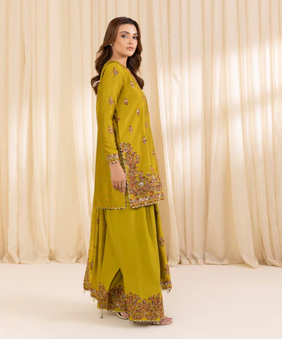 3 Piece - Embroidered Cotton Net Suit