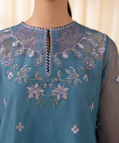 3 Piece - Embroidered Net Suit