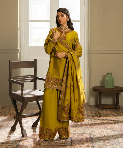 3 Piece - Embroidered Cotton Net Suit