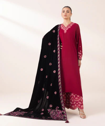 Embroidered Velvet Dupatta