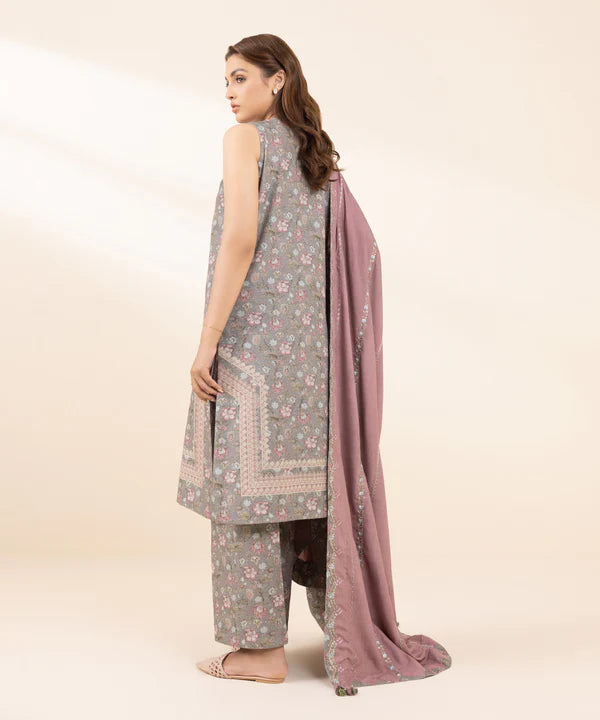 3 Piece - Embroidered Light Khaddar Suit