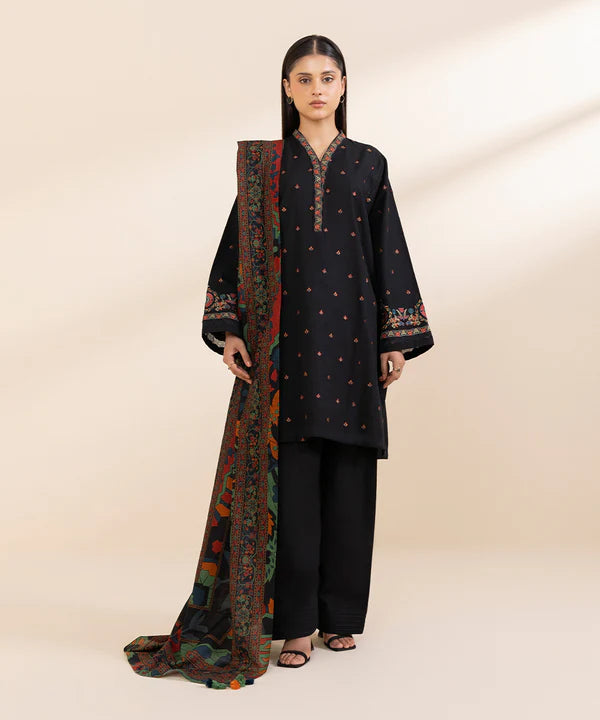 3 Piece - Embroidered Light Khaddar Suit